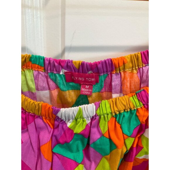 Flying Tomato Women's Crop Top Bright Color block Pattern size Medium - Picture 3 of 4